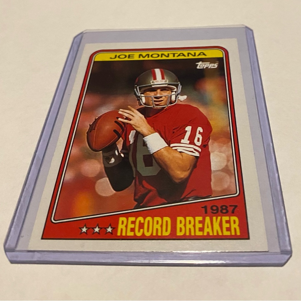 Joe Montana Record Breaker 1988 Topps Football Card #4  San Francisco 49ers